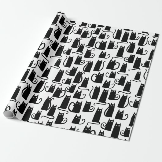 Black Cat Fun Cadeaupapier (Uitgerold)