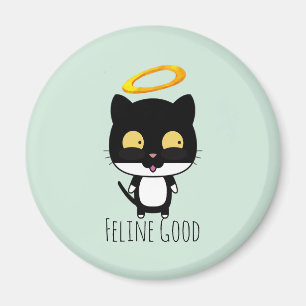 Black Cat Funny Pun met Halo - Feline Good Magneet
