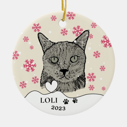 Black Cat gepersonaliseerde handtekening Keramisch Ornament (Voorkant)