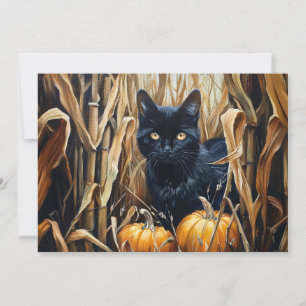 Black Cat gepersonaliseerde naam herfst Notitiekaartje