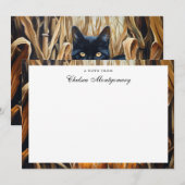 Black Cat gepersonaliseerde naam herfst Notitiekaartje (Voorkant / Achterkant)
