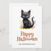 Black Cat Ghosts Jack O'Lanterns Halloween Kaart (Voorkant / Achterkant)