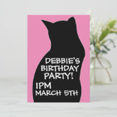 BLACK CAT GIRLS BIRTHDAY PARTY INVITATIONS (Debout devant)