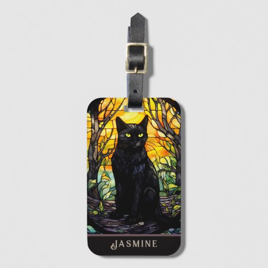 Black Cat Glas in lood Geel Bagagelabel (Voorkant (verticaal))