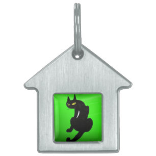 BLACK CAT, Green Emerald Huisdieren Naamplaatje