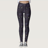 Black Cat Green Eyes Pattern-Leggings Leggings (Voorkant)