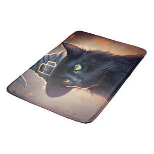 Black Cat Halloween Badmat