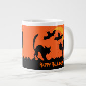 Black Cat Halloween Cat Fight Grote Koffiekop (Voorkant rechts)