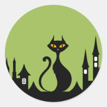 Black Cat Halloween Classic Ronde Sticker
