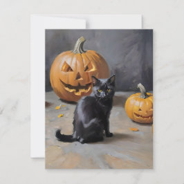 Black Cat Halloween D Feestdagenkaart