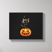 Black Cat Halloween Design – Spooky Pumpkin Art vo Canvas Afdruk (Voorkant)