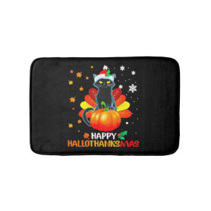 Black Cat Halloween en Merry KerstHappy Hall Badmat