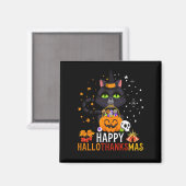 Black Cat Halloween en Merry Kerstmis Magneet (Voorkant / Achterkant)