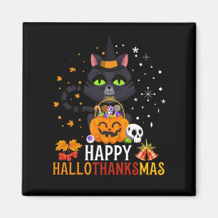 Black Cat Halloween en Merry Kerstmis Magneet
