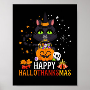 Black Cat Halloween en Merry Kerstmis Poster