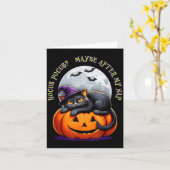 Black Cat Halloween Funny Pumpkin Costume Gift  Kaart (Gele Bloem)
