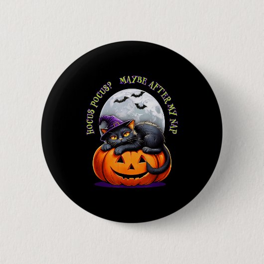 Black Cat Halloween Funny Pumpkin Costume Gift  Ronde Button 5,7 Cm (Voorkant)