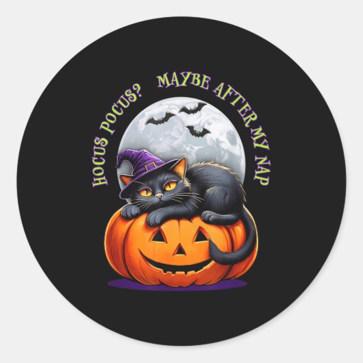 Black Cat Halloween Funny Pumpkin Costume Gift  Ronde Sticker (Voorkant)