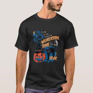 Black Cat Halloween Het is de mooiste tijd van T-shirt