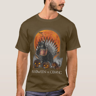Black Cat Halloween Is Coming Kitty Kitten Lover P T-shirt
