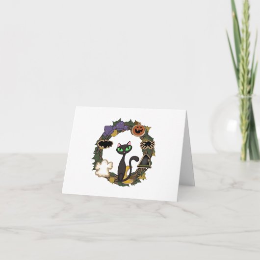 Black Cat Halloween Kaart (Voorkant)
