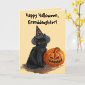 BLACK CAT HALLOWEEN KAART VOOR KLEINDOCHTER (Gele Bloem)