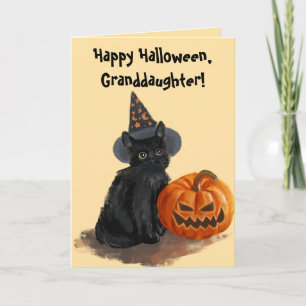BLACK CAT HALLOWEEN KAART VOOR KLEINDOCHTER
