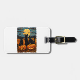 Black Cat Halloween Kat Liefhebbers Sterrennacht K Bagagelabel
