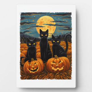 Black Cat Halloween Kat Liefhebbers Sterrennacht K Fotoplaat