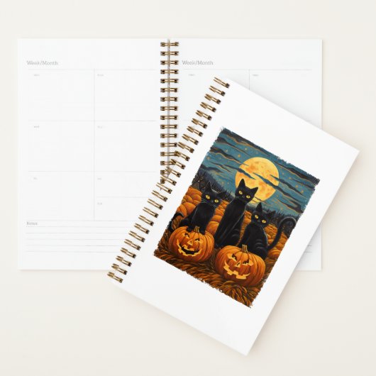 Black Cat Halloween Kat Liefhebbers Sterrennacht K Planner (Display)