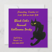 BLACK CAT HALLOWEEN Paars VAN PARTIJ Kaart (Achterkant)