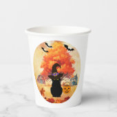 Black Cat Halloween Paper Cups Papieren Bekers (Voorkant)