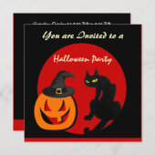 BLACK CAT HALLOWEEN PARTIJ KAART (Voorkant / Achterkant)