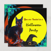 BLACK CAT HALLOWEEN PARTIJ KAART (Voorkant / Achterkant)