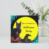 BLACK CAT HALLOWEEN PARTIJ KAART (Staand voorkant)