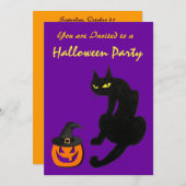 BLACK CAT HALLOWEEN PARTIJ KAART (Voorkant / Achterkant)