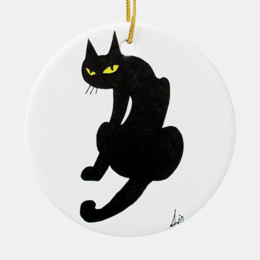 BLACK CAT HALLOWEEN PARTIJ KERAMISCH ORNAMENT (Voorkant)