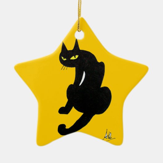 BLACK CAT HALLOWEEN PARTIJ KERAMISCH ORNAMENT (Voorkant)