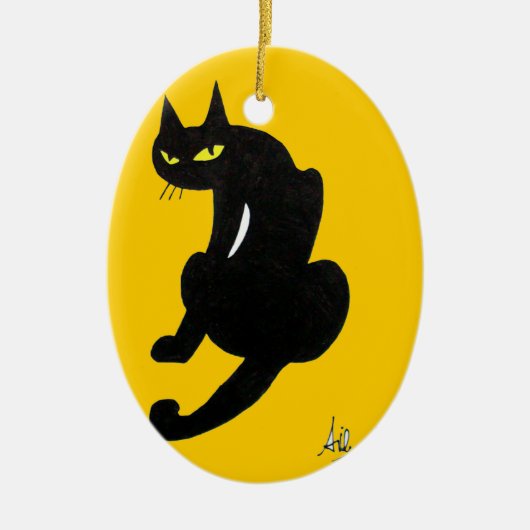 BLACK CAT HALLOWEEN PARTIJ KERAMISCH ORNAMENT (Voorkant)