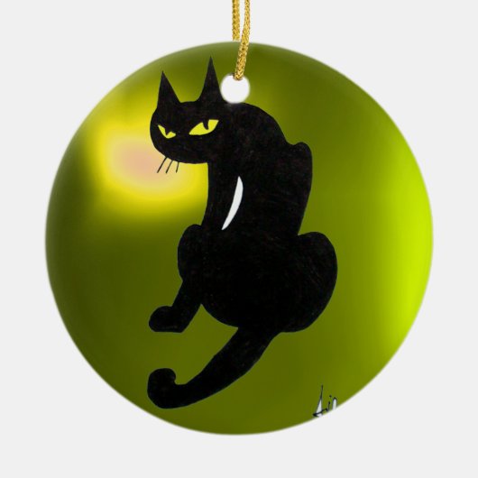 BLACK CAT HALLOWEEN PARTIJ KERAMISCH ORNAMENT (Voorkant)