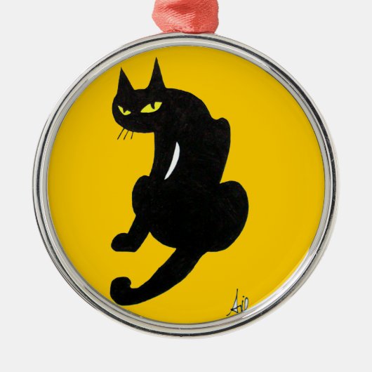 BLACK CAT HALLOWEEN PARTIJ METALEN ORNAMENT (Voorkant)