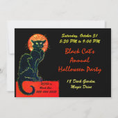 BLACK CAT HALLOWEEN PARTIJ MONOGRAM Gold Kaart (Achterkant)