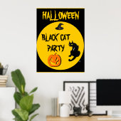 BLACK CAT HALLOWEEN PARTIJ POSTER (Thuiskantoor)
