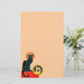 BLACK CAT HALLOWEEN PARTIJMONOGRAM BRIEFPAPIER (Staand voorkant)