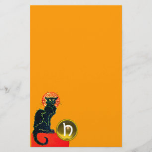 BLACK CAT HALLOWEEN PARTIJMONOGRAM BRIEFPAPIER