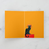 BLACK CAT HALLOWEEN PARTIJMONOGRAM KAART (Binnen)