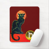 BLACK CAT HALLOWEEN PARTIJMONOGRAM MUISMAT (Met muis)