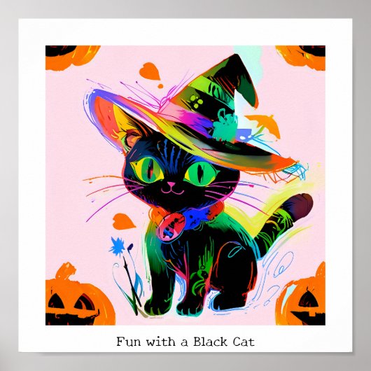 Black Cat Halloween Poster (Voorkant)