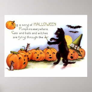 Black Cat Halloween Poster afdrukken