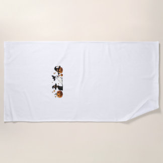 Black Cat Halloween Pumpkin Boo Ghost Witch Spooky Strandlaken